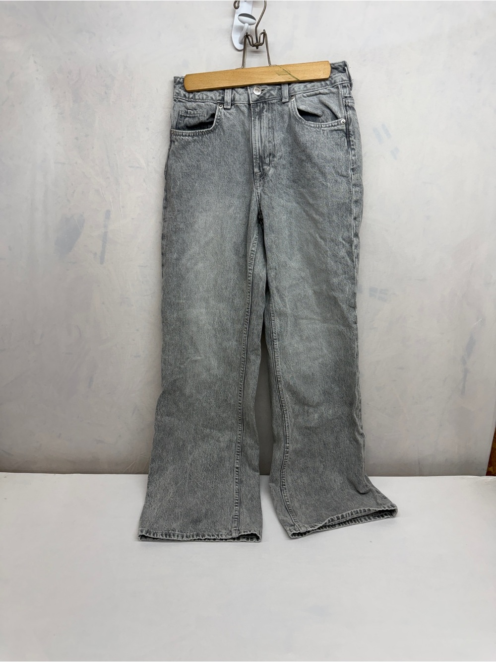 H&M Women's Grey Washed Boot-Cut Jeans